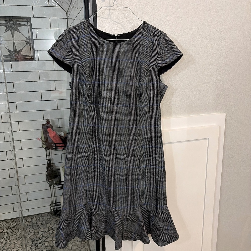 Plaid dress with peplum bottom